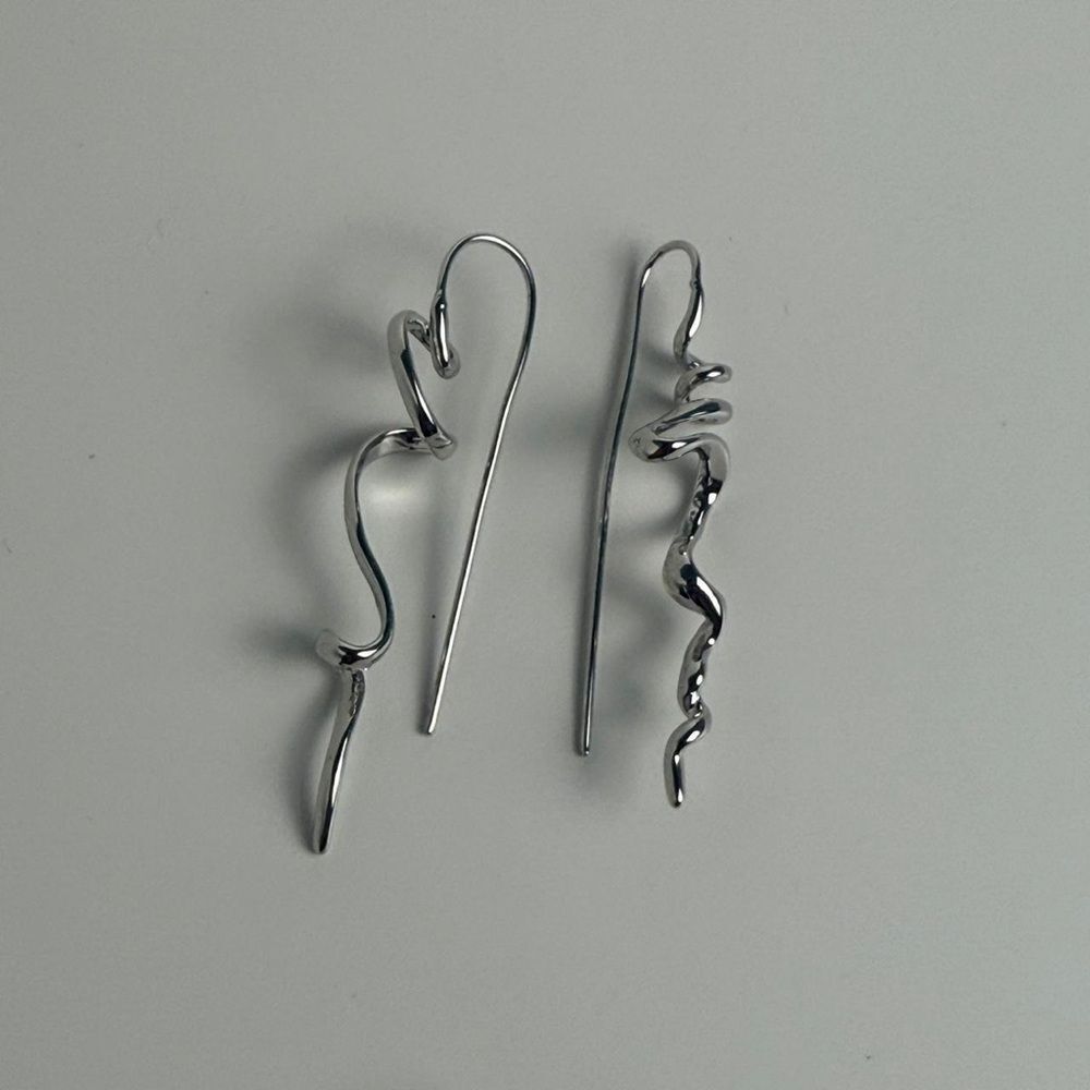 Silver Squiggle Drop Earrings - Minimalist Women’s Jewelry